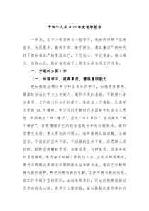干部个人在20XX年度述职报告