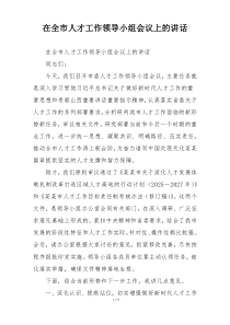 在全市人才工作领导小组会议上的讲话