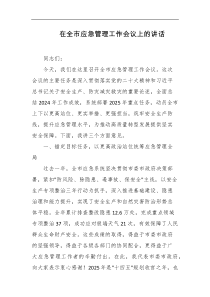 在全市应急管理工作会议上的讲话