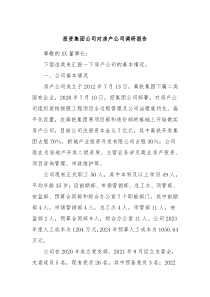 投资集团公司对房产公司调研报告