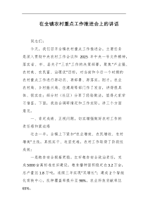 在全镇农村重点工作推进会上的讲话