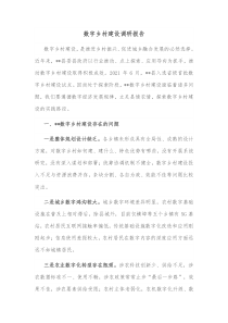 数字乡村建设调研报告