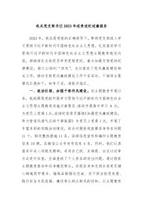 机关党支部书记20XX年述责述纪述廉报告