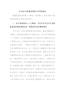 村20XX年度基层党建工作述职报告