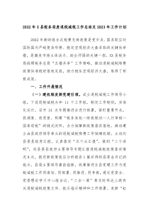2022年X县税务局度退税减税工作总结及2023年工作计划
