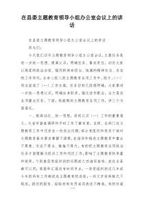 在县委主题教育领导小组办公室会议上的讲话
