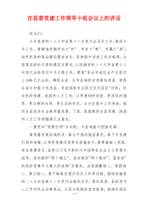 在县委党建工作领导小组会议上的讲话