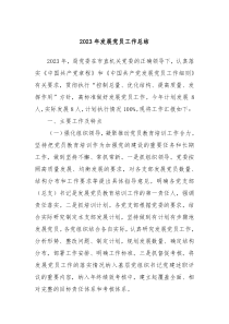 2023年发展党员工作总结