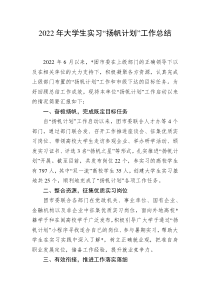 2022年大学生实习扬帆计划工作总结