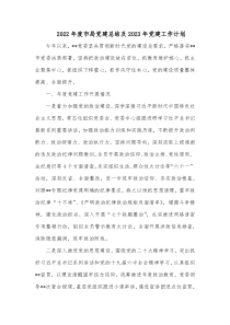 2022年度市局党建总结及2023年党建工作计划