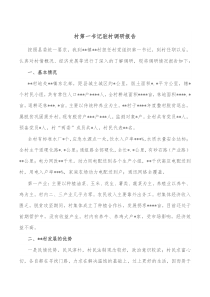 村第一书记驻村调研报告
