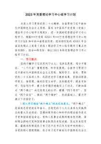 2023年党委理论学习中心组学习计划