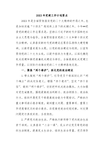2023年党建工作计划要点