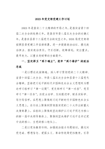 2023年党支部党建工作计划