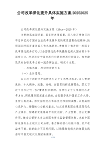 公司改革深化提升具体实施方案20252025年