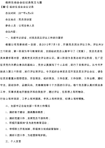 组织生活会会议记录范文七篇