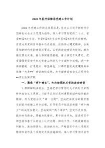 2023年医疗保障局党建工作计划