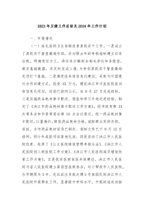 2023年卫健工作总结及2024年工作计划