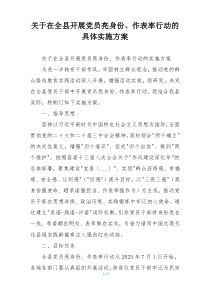 关于在全县开展党员亮身份、作表率行动的具体实施方案