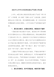 20XX年上半年XX党支部全面从严治党工作总结