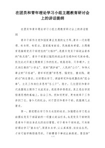 在团员和青年理论学习小组主题教育研讨会上的讲话提纲