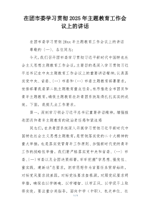 在团市委学习贯彻2025年主题教育工作会议上的讲话