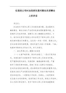 在国投公司纠治违规饮酒问题动员部署会上的讲话