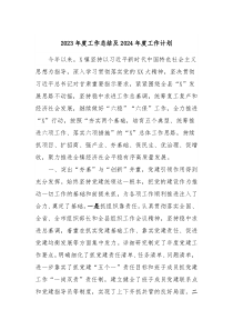 2023年度工作总结及2024年度工作计划2