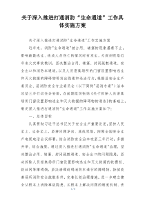 关于深入推进打通消防“生命通道”工作具体实施方案