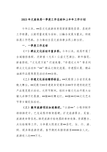 2023年文旅体局一季度工作总结和上半年工作计划
