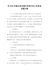 区2025年重点项目集中攻坚行动工作具体实施方案