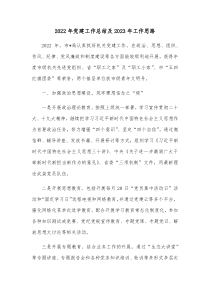 20XX年党建工作总结及20XX年工作思路