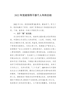 20XX年党政领导干部个人年终总结