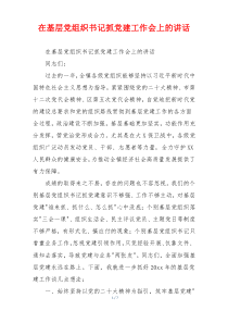 在基层党组织书记抓党建工作会上的讲话