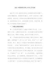 20XX年医院党支部上半年工作总结