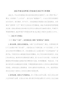 20XX年县生态环保工作总结及20XX年工作思路