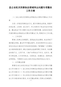 县公安机关刑事执法领域突出问题专项整治工作方案