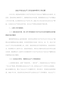 20XX年安全生产工作总结和明年工作打算