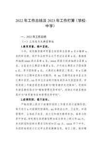 20XX年工作总结及20XX年工作打算学校中学