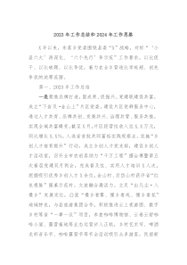 20XX年工作总结和2024年工作思路