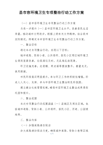 县市容环境卫生专项整治行动工作方案