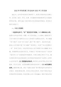 20XX年市局党建工作总结和20XX年工作安排