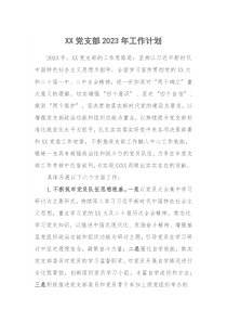 XX党支部2023年工作计划