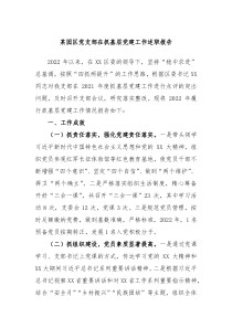 某园区党支部在抓基层党建工作述职报告