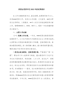 某国企党委书记20XX年度述职报告