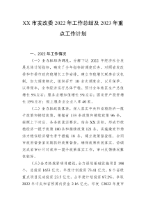 XX市发改委2022年工作总结及2023年重点工作计划