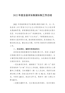 20XX年度全县河长制湖长制工作总结