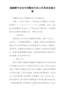 城镇燃气安全专项整治行动工作具体实施方案