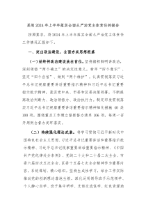 某局2024年上半年落实全面从严治党主体责任的报告