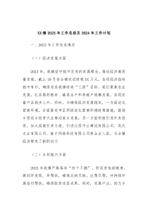 XX镇2023年工作总结及2024年工作计划